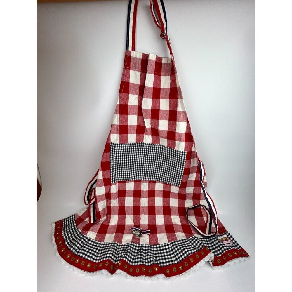 Apron BLOND Amsterdam Cotton Red White Blue Holiday Ruffle Edge Patriotic